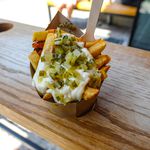 Regular-size Cone of Bel-Fries with Kewpie May and Half-sour Pickles ($9.50)